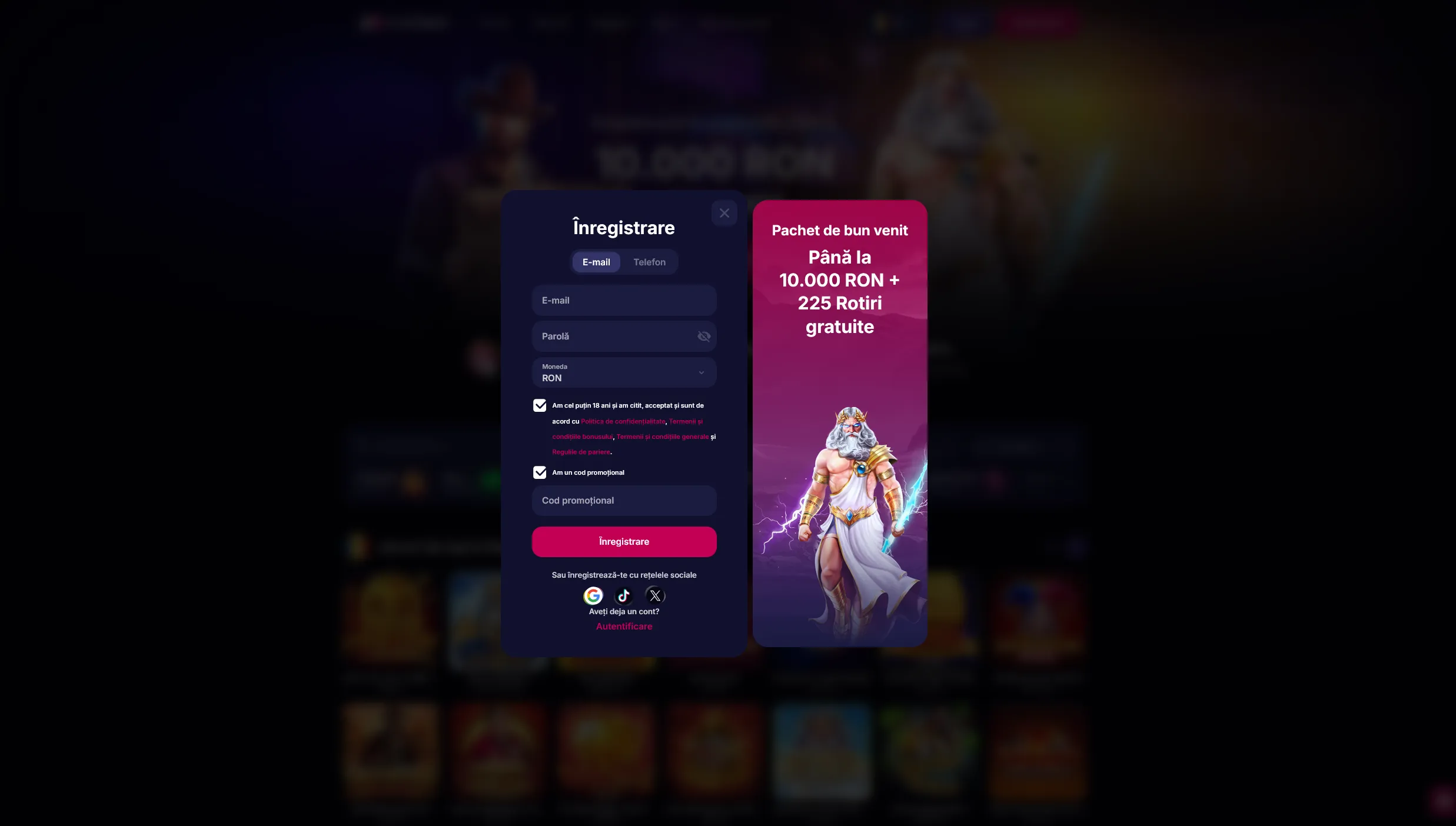 NV Casino înregistrare cont nou în România