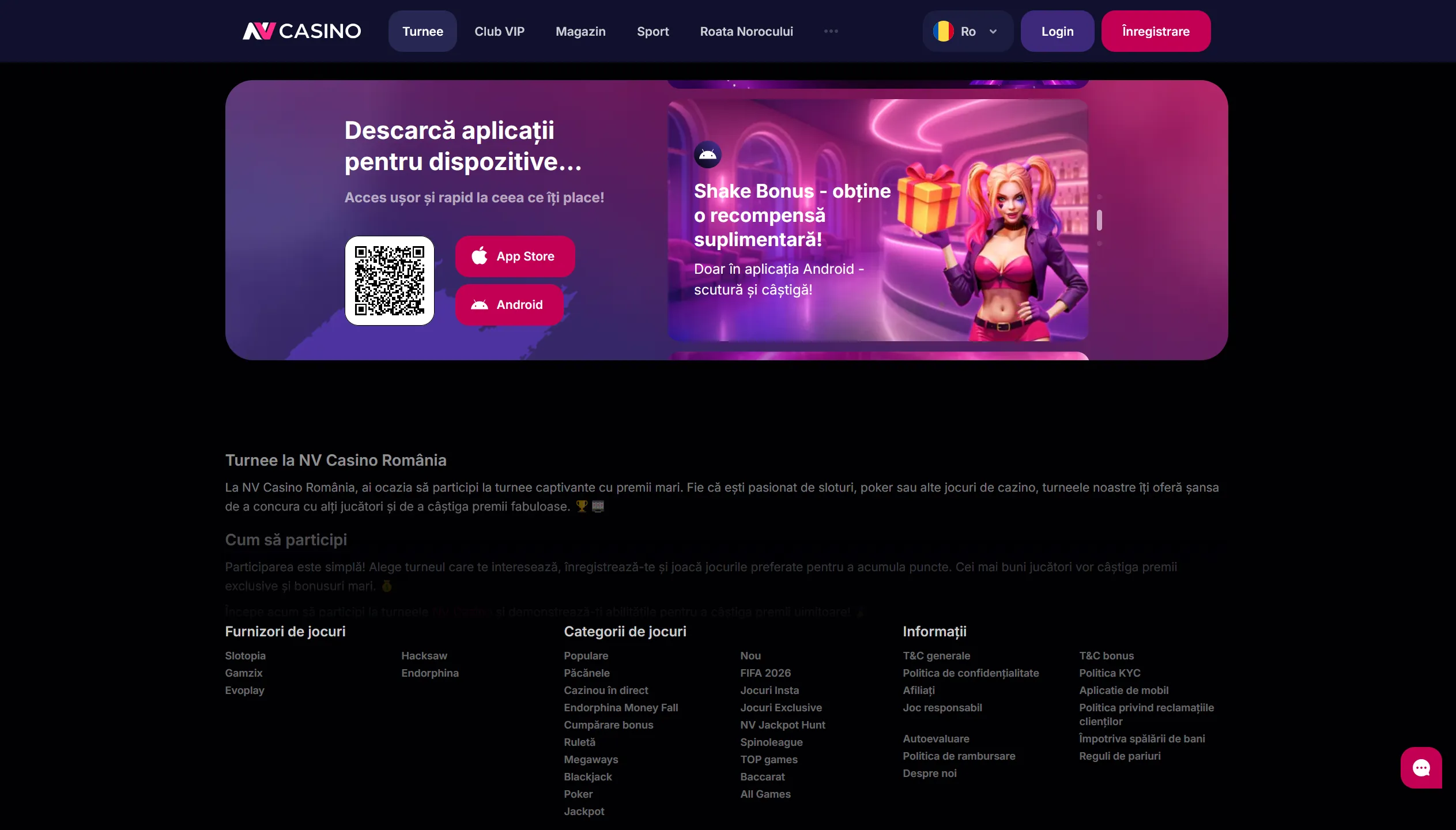 NV Casino aplicație mobilă pentru Android și iOS